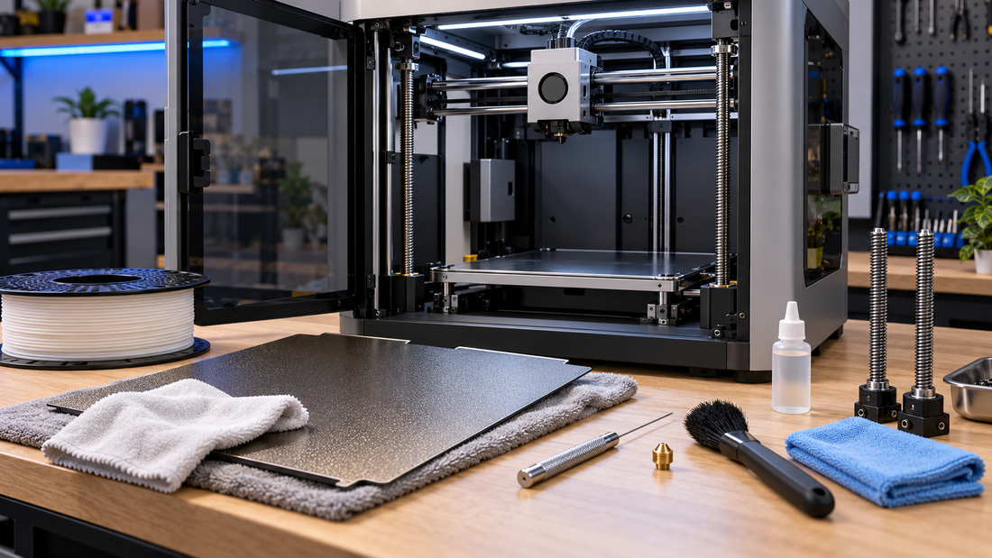 3D printer maintenance tools and a clean build plate